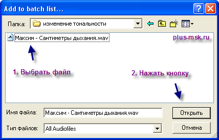 Prosoniq TimeFactory 2. Загрузка файла в программу